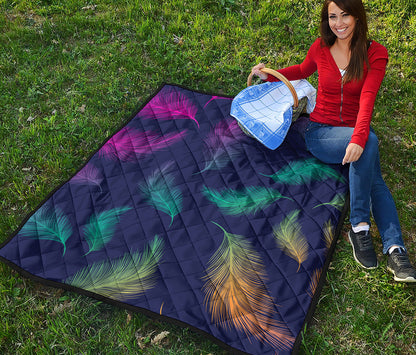 Colorful Feather Pattern Print Quilt
