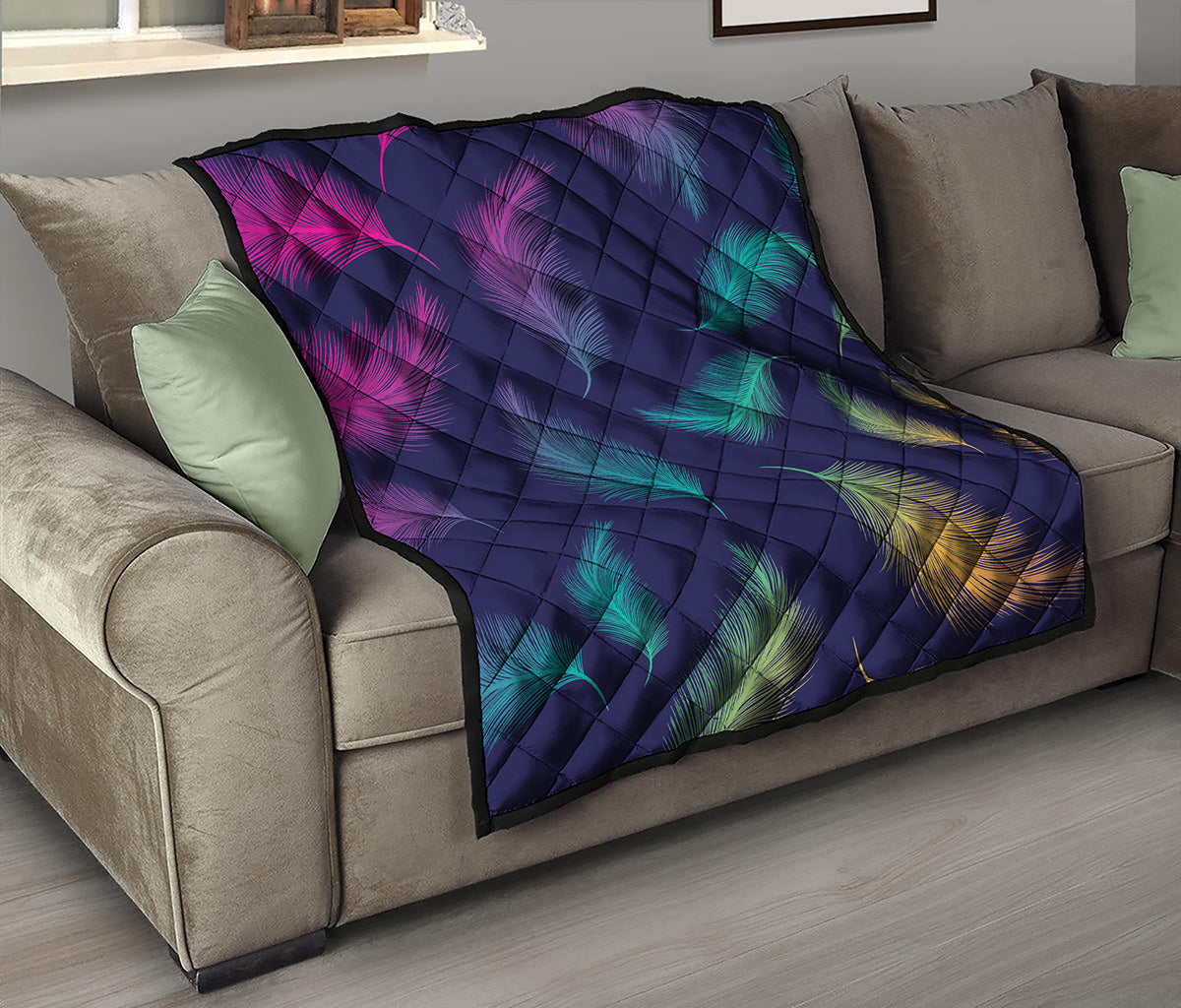 Colorful Feather Pattern Print Quilt