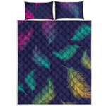 Colorful Feather Pattern Print Quilt Bed Set