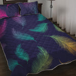 Colorful Feather Pattern Print Quilt Bed Set