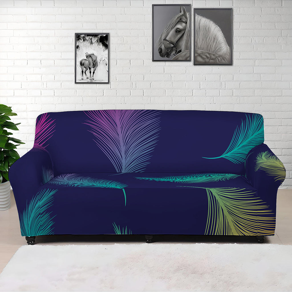 Colorful Feather Pattern Print Sofa Cover