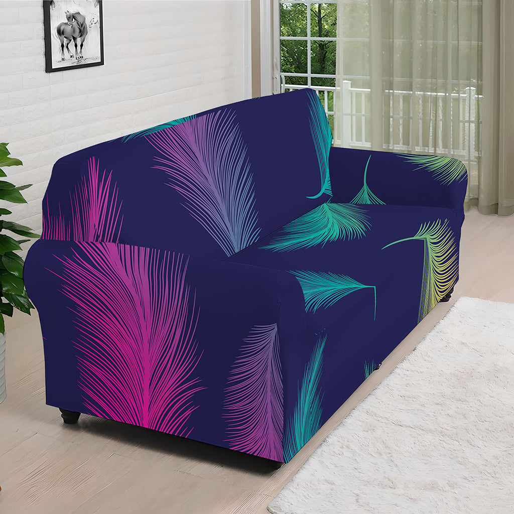 Colorful Feather Pattern Print Sofa Cover