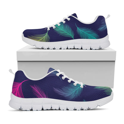 Colorful Feather Pattern Print White Sneakers