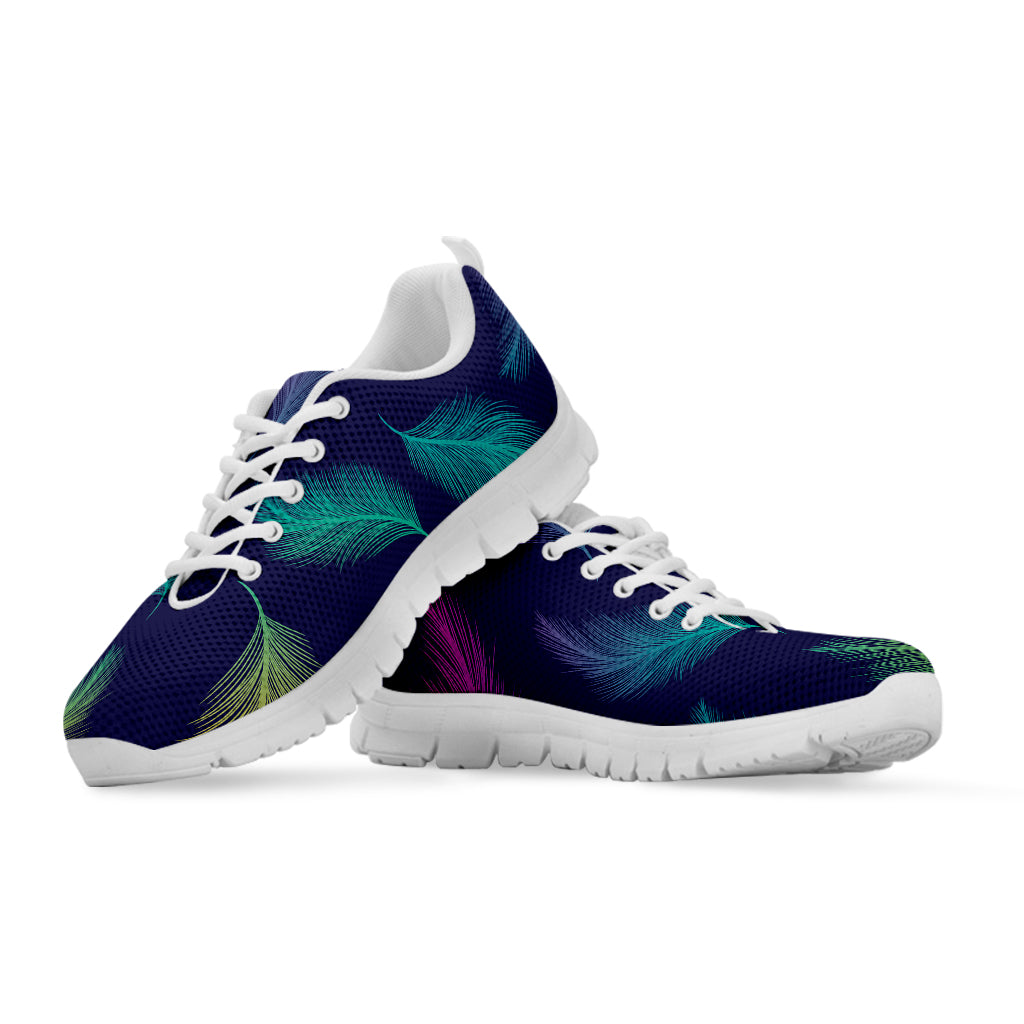 Colorful Feather Pattern Print White Sneakers