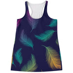 Colorful Feather Pattern Print Women's Racerback Tank Top
