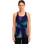 Colorful Feather Pattern Print Women's Racerback Tank Top