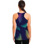 Colorful Feather Pattern Print Women's Racerback Tank Top