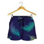 Colorful Feather Pattern Print Women's Shorts