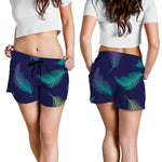 Colorful Feather Pattern Print Women's Shorts
