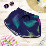 Colorful Feather Pattern Print Women's Shorts