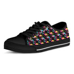 Colorful Flamingo Pattern Print Black Low Top Shoes