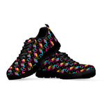 Colorful Flamingo Pattern Print Black Sneakers
