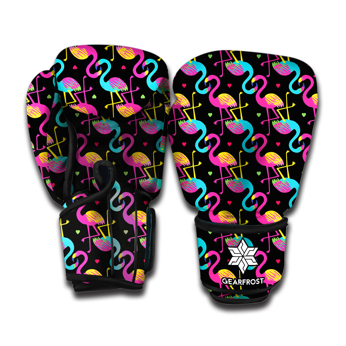 Colorful Flamingo Pattern Print Boxing Gloves