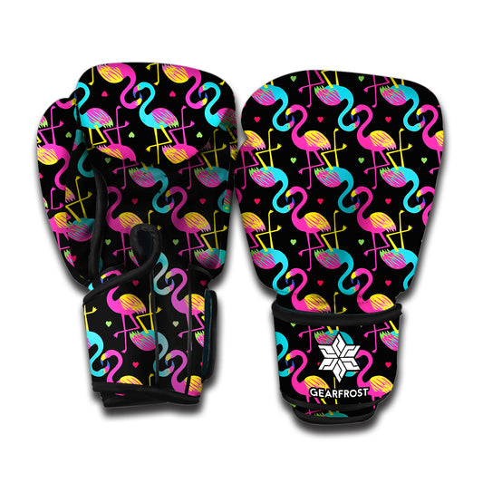 Colorful Flamingo Pattern Print Boxing Gloves