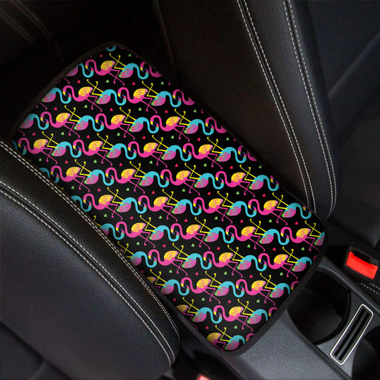 Colorful Flamingo Pattern Print Car Center Console Cover