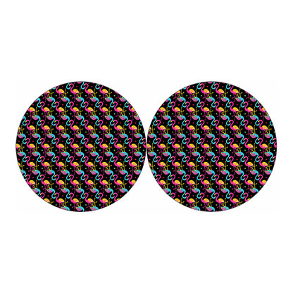 Colorful Flamingo Pattern Print Car Coasters