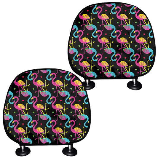 Colorful Flamingo Pattern Print Car Headrest Covers
