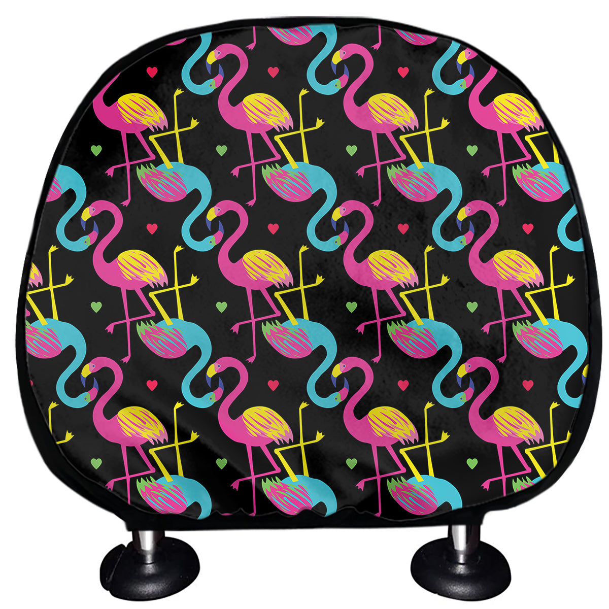 Colorful Flamingo Pattern Print Car Headrest Covers