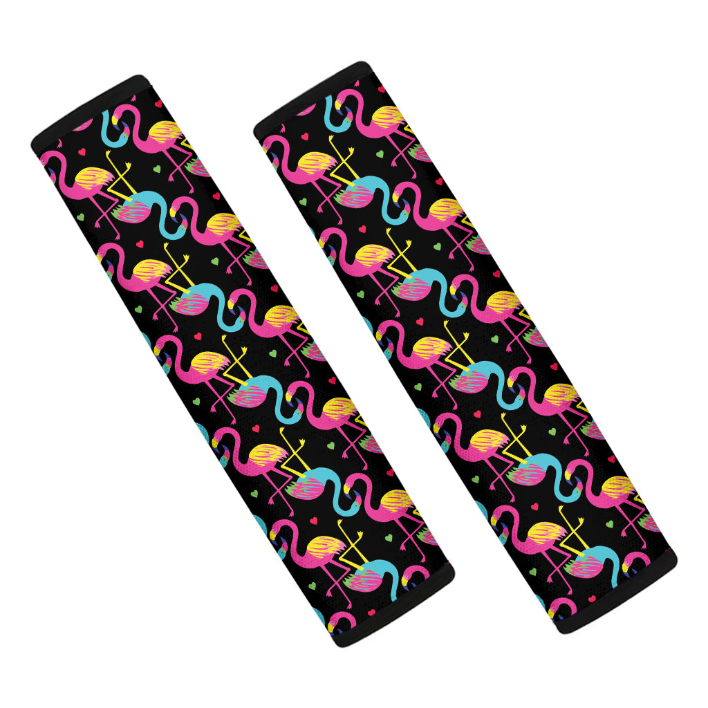 Colorful Flamingo Pattern Print Car Seat Belt Covers