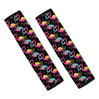 Colorful Flamingo Pattern Print Car Seat Belt Covers