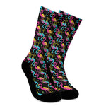 Colorful Flamingo Pattern Print Crew Socks