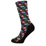 Colorful Flamingo Pattern Print Crew Socks