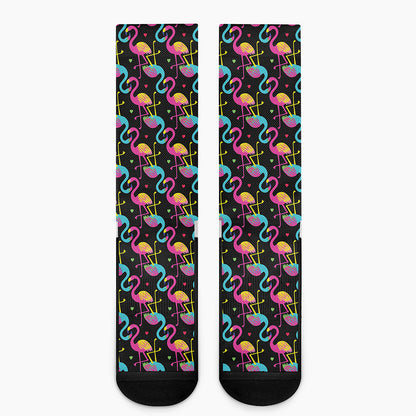Colorful Flamingo Pattern Print Crew Socks