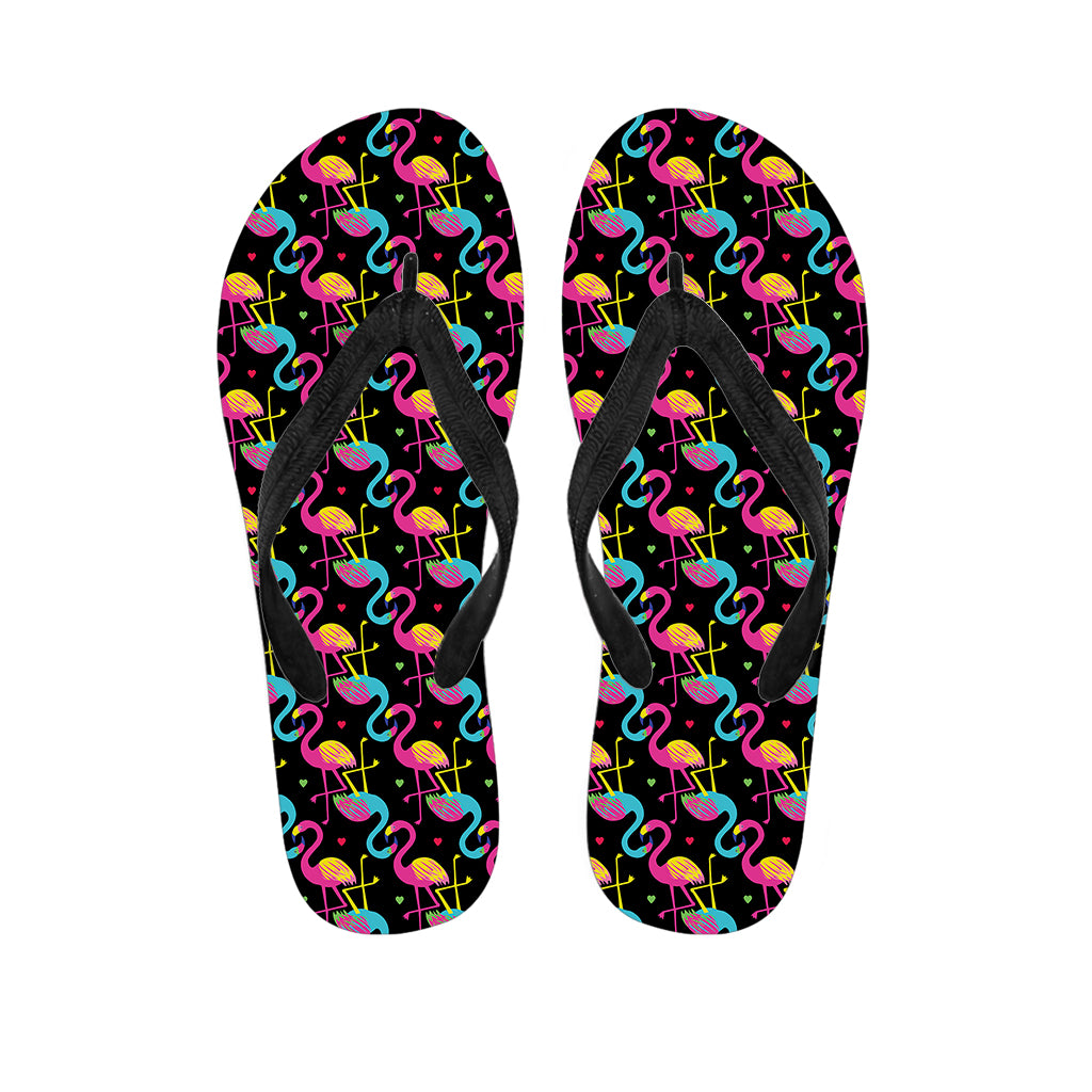 Colorful Flamingo Pattern Print Flip Flops