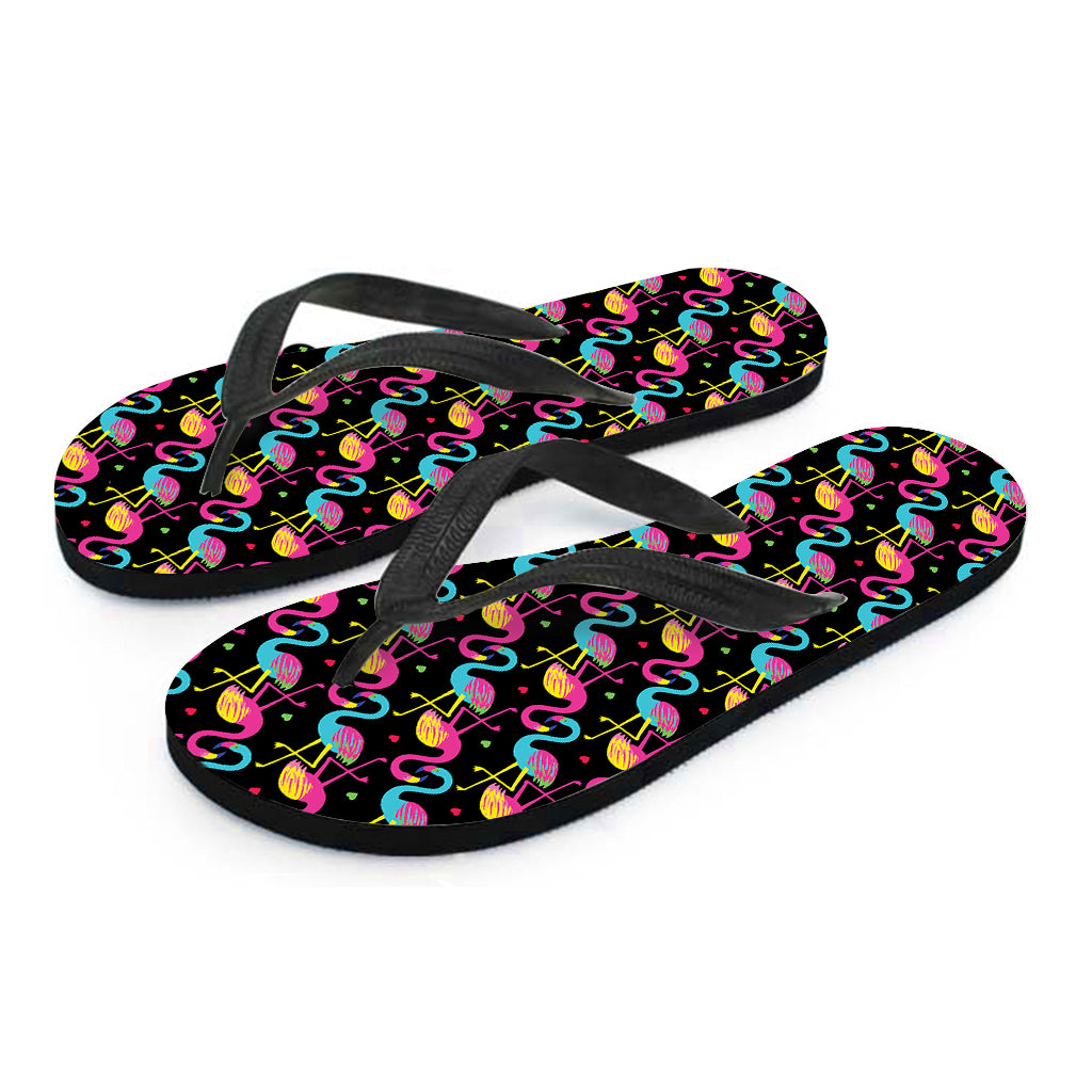 Colorful Flamingo Pattern Print Flip Flops