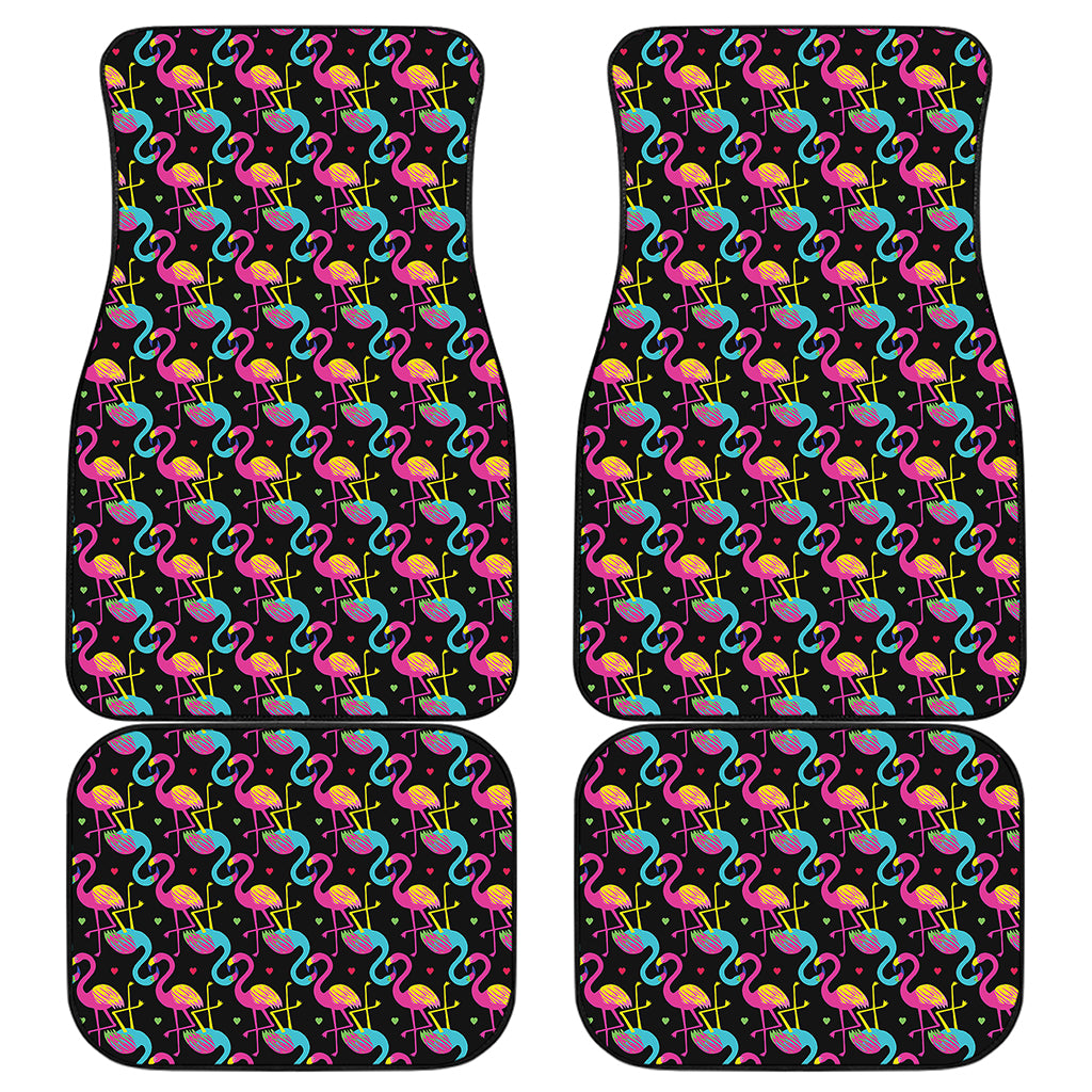 Colorful Flamingo Pattern Print Front and Back Car Floor Mats
