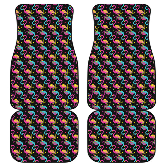 Colorful Flamingo Pattern Print Front and Back Car Floor Mats