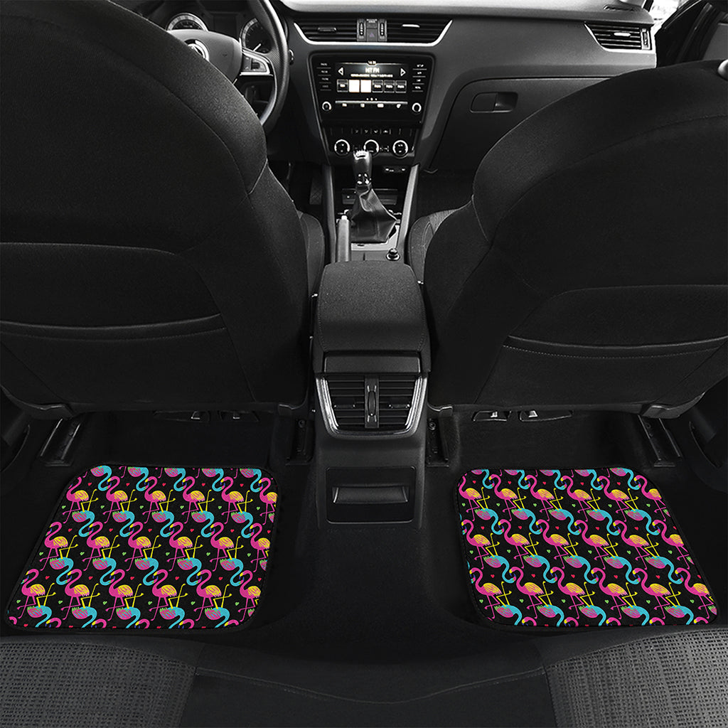Colorful Flamingo Pattern Print Front and Back Car Floor Mats