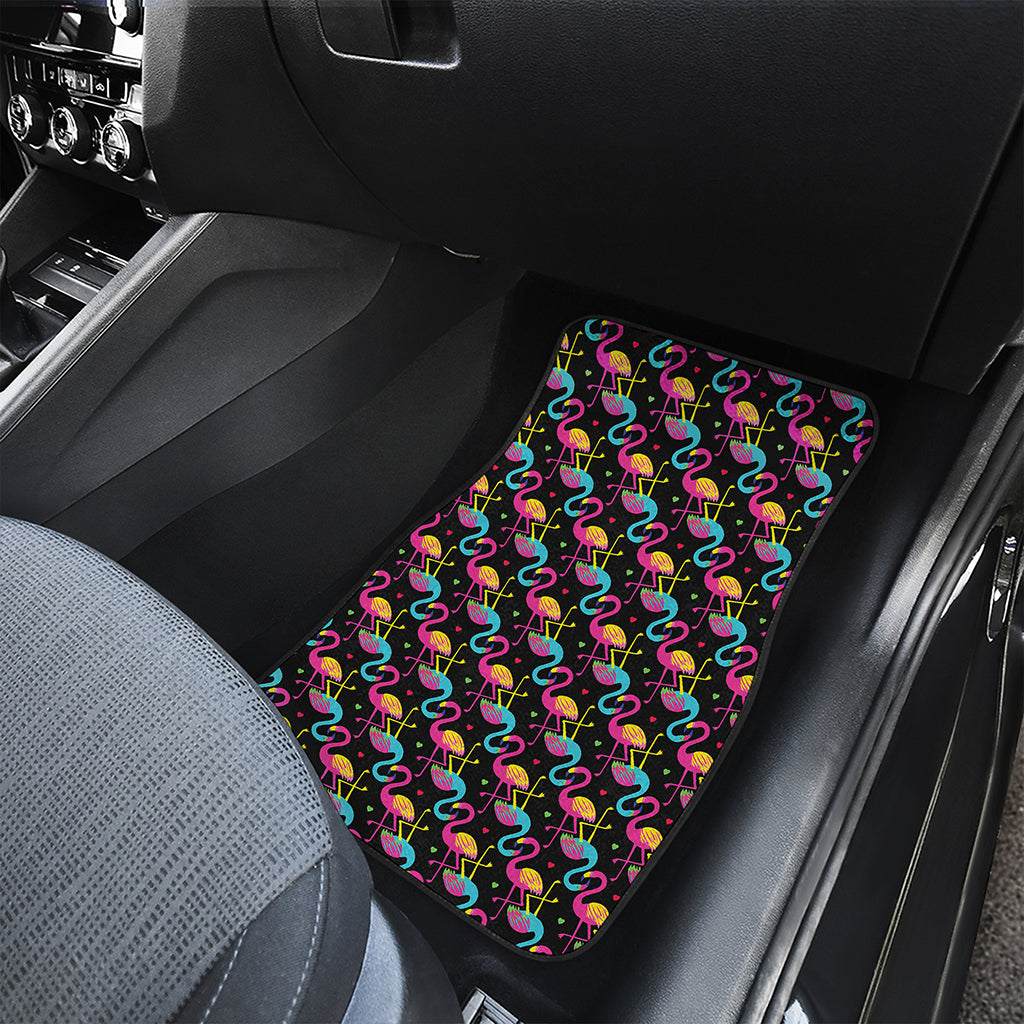 Colorful Flamingo Pattern Print Front and Back Car Floor Mats