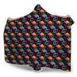 Colorful Flamingo Pattern Print Hooded Blanket