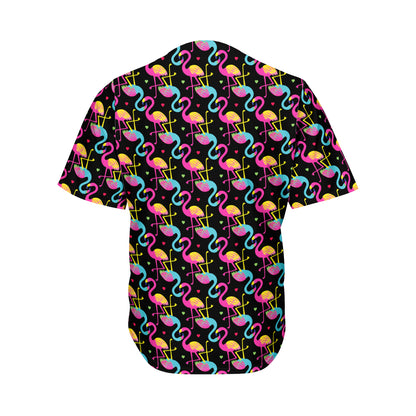 Colorful Flamingo Pattern Print Men's Baseball Jersey