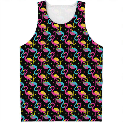Colorful Flamingo Pattern Print Men's Tank Top