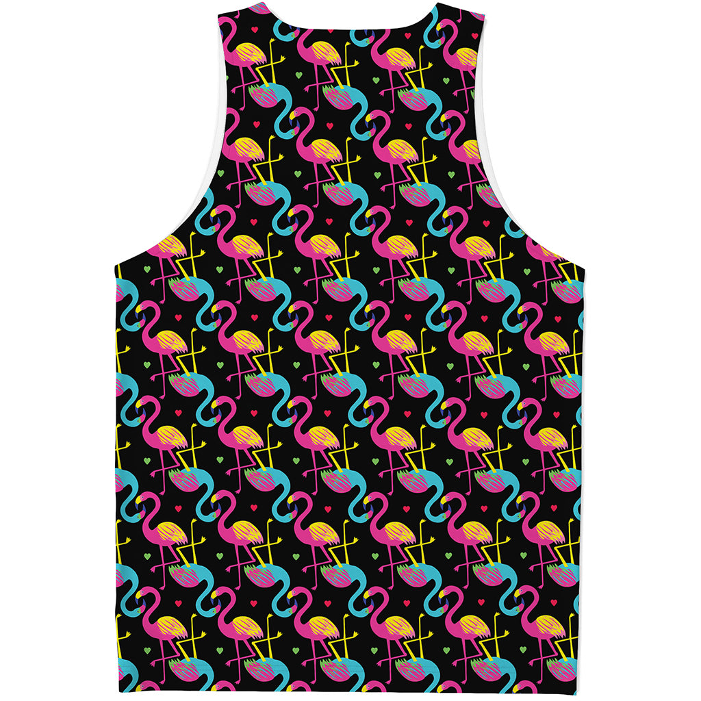 Colorful Flamingo Pattern Print Men's Tank Top