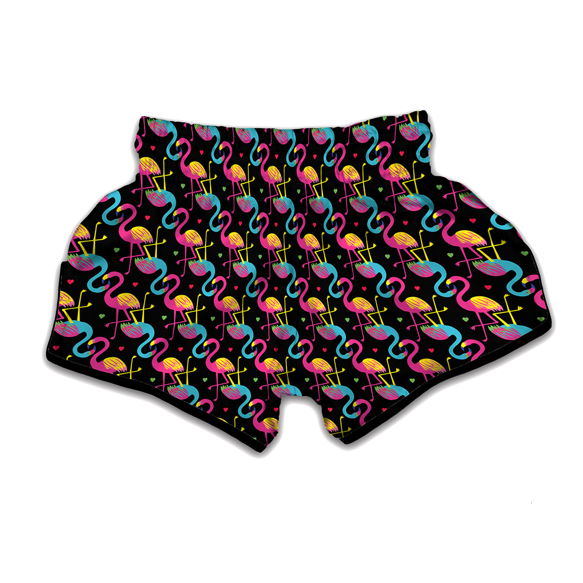Colorful Flamingo Pattern Print Muay Thai Boxing Shorts