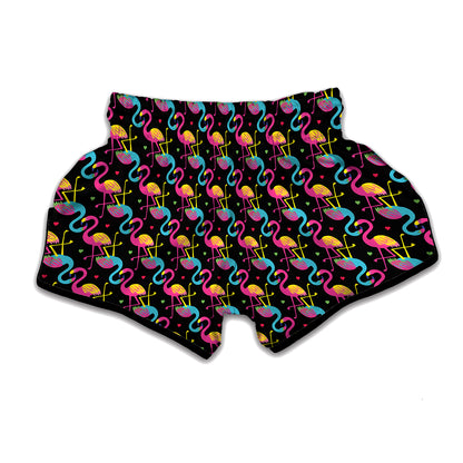 Colorful Flamingo Pattern Print Muay Thai Boxing Shorts