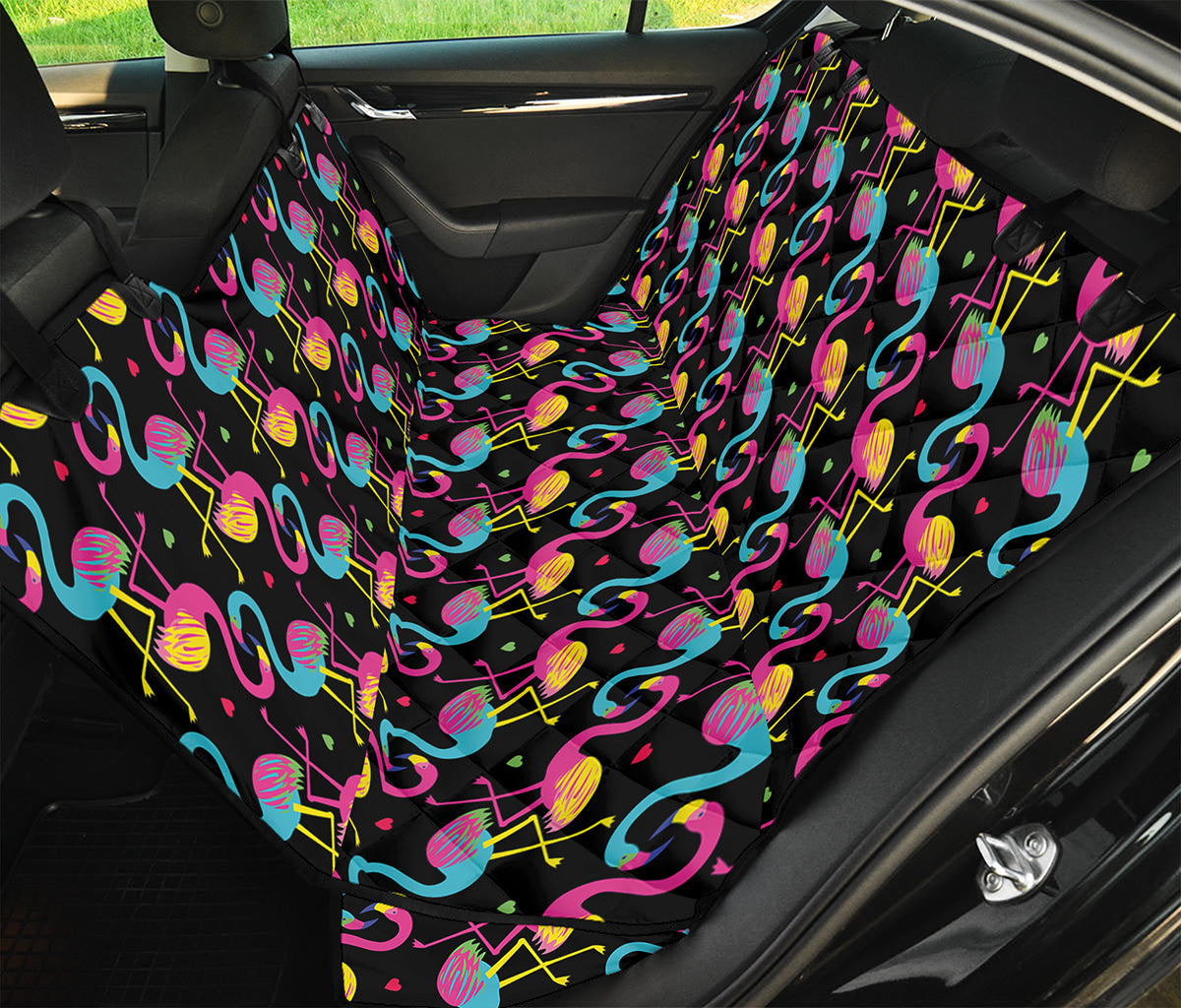 Colorful Flamingo Pattern Print Pet Car Back Seat Cover