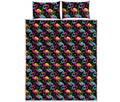 Colorful Flamingo Pattern Print Quilt Bed Set