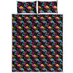 Colorful Flamingo Pattern Print Quilt Bed Set