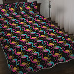 Colorful Flamingo Pattern Print Quilt Bed Set