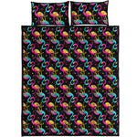 Colorful Flamingo Pattern Print Quilt Bed Set