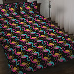 Colorful Flamingo Pattern Print Quilt Bed Set