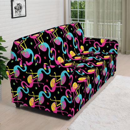Colorful Flamingo Pattern Print Sofa Cover