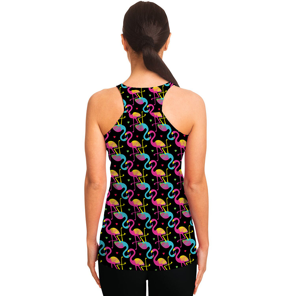 Colorful Flamingo Pattern Print Women's Racerback Tank Top