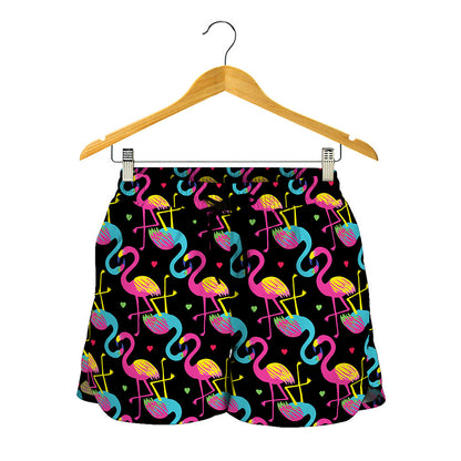 Colorful Flamingo Pattern Print Women's Shorts