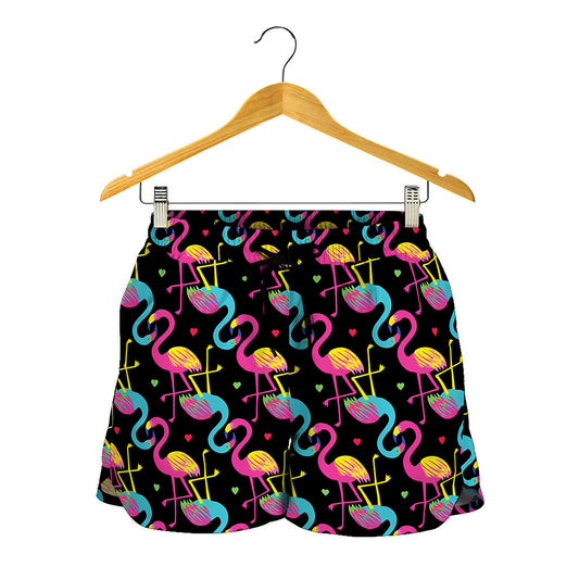 Colorful Flamingo Pattern Print Women's Shorts