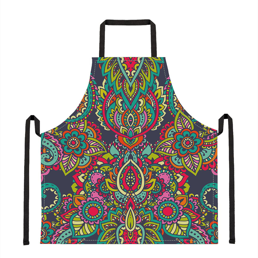 Colorful Floral Mandala Print Apron
